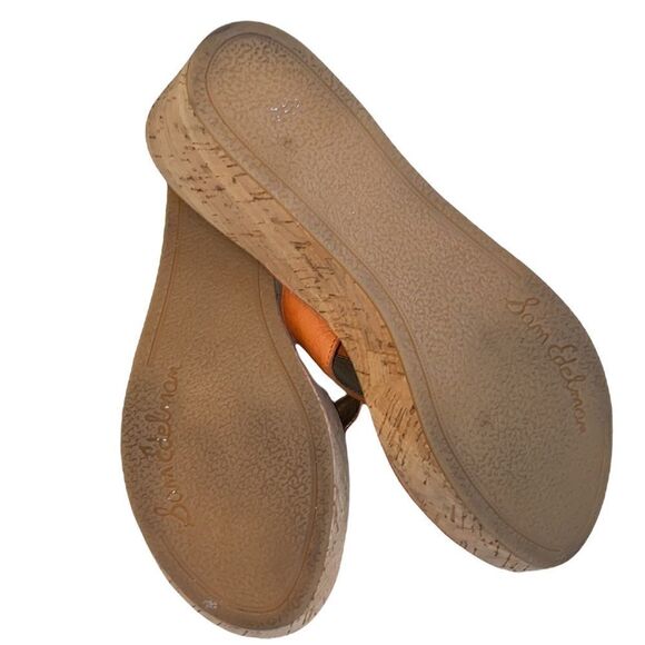 Women’s Sam Edelman Romy Brown Patent Leather Cork Thong Wedge Sandal-Size 9.5 - Picture 4 of 10